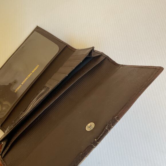 Y2K Brown Genuine Leather Checkbook Wallet Vintage 90s–2000s - Picture 5 of 8